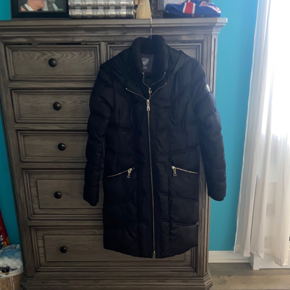 Vince Camuto Black Long Puffer Coat